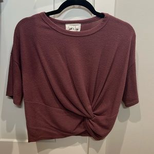 Sadie and Sage Twist Front Top Mauve Pink Small